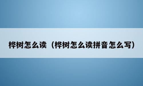 桦树怎么读（桦树怎么读拼音怎么写）