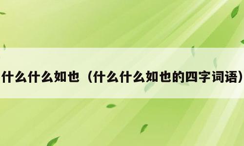 什么什么如也（什么什么如也的四字词语）