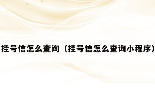 挂号信怎么查询（挂号信怎么查询小程序）