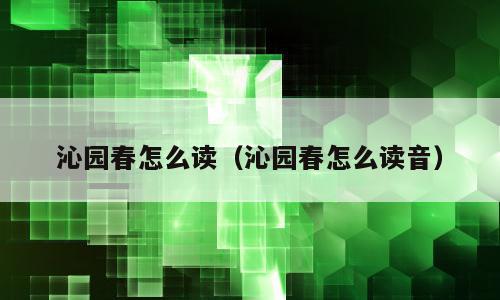 沁园春怎么读（沁园春怎么读音）