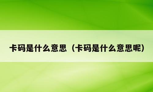 卡码是什么意思（卡码是什么意思呢）