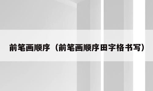 前笔画顺序（前笔画顺序田字格书写）