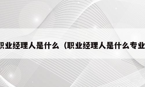 职业经理人是什么（职业经理人是什么专业）