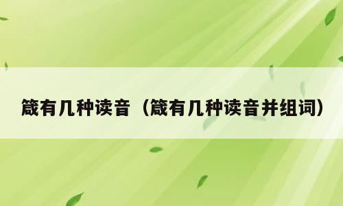 箴有几种读音（箴有几种读音并组词）