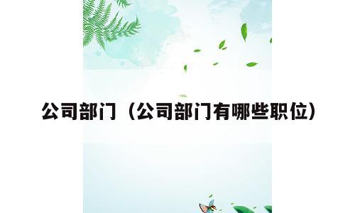 公司部门（公司部门有哪些职位）