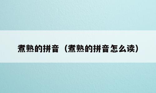 煮熟的拼音（煮熟的拼音怎么读）