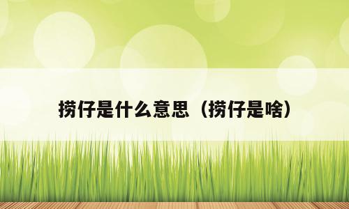 捞仔是什么意思（捞仔是啥）