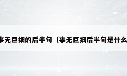 事无巨细的后半句（事无巨细后半句是什么）