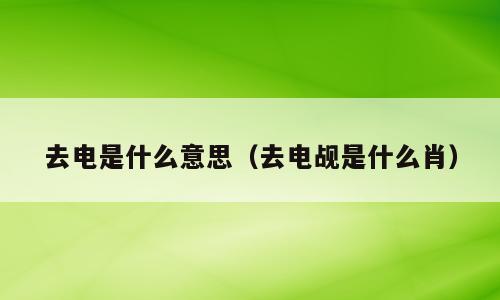 去电是什么意思（去电觇是什么肖）