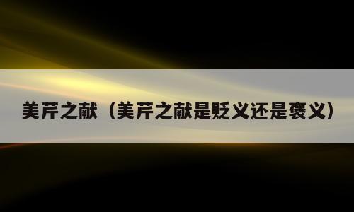 美芹之献（美芹之献是贬义还是褒义）