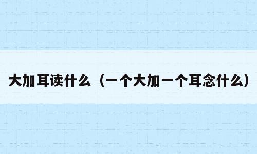 大加耳读什么（一个大加一个耳念什么）
