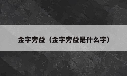 金字旁益（金字旁益是什么字）