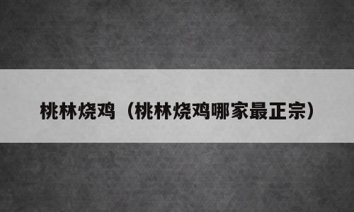 桃林烧鸡（桃林烧鸡哪家最正宗）