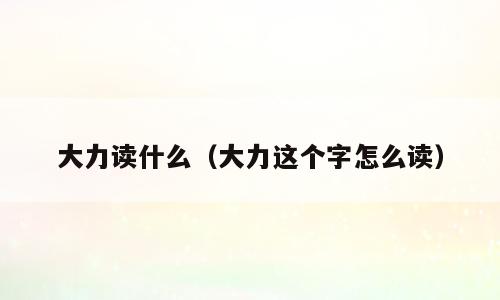 大力读什么（大力这个字怎么读）
