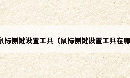 鼠标侧键设置工具（鼠标侧键设置工具在哪）