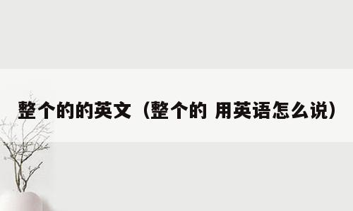 整个的的英文（整个的 用英语怎么说）