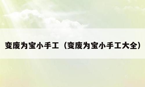变废为宝小手工（变废为宝小手工大全）