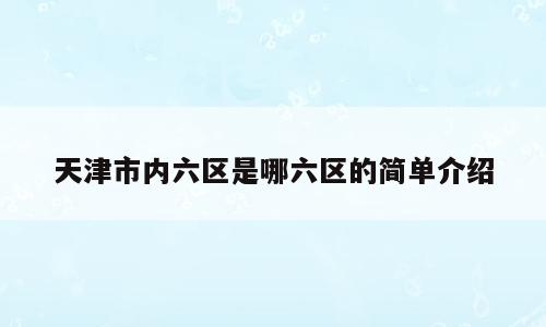 天津市内六区是哪六区的简单介绍