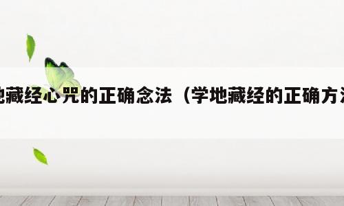 地藏经心咒的正确念法（学地藏经的正确方法）