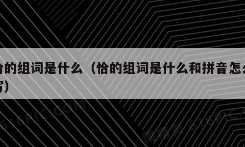 恰的组词是什么（恰的组词是什么和拼音怎么写）