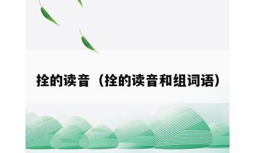 拴的读音（拴的读音和组词语）