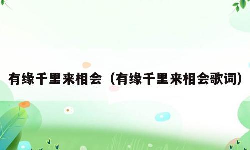 有缘千里来相会（有缘千里来相会歌词）