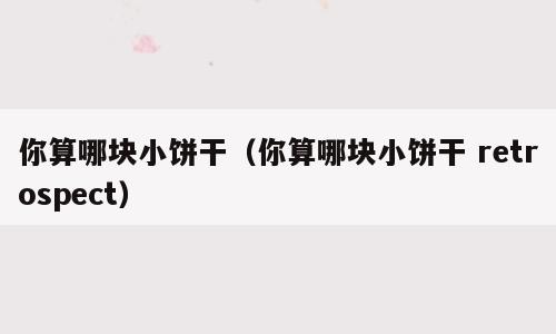 你算哪块小饼干（你算哪块小饼干 retrospect）