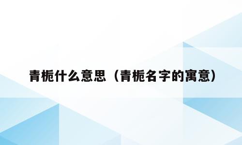 青栀什么意思（青栀名字的寓意）