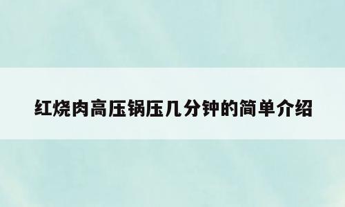 红烧肉高压锅压几分钟的简单介绍
