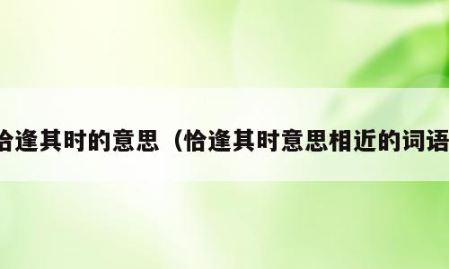 恰逢其时的意思（恰逢其时意思相近的词语）