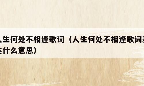 人生何处不相逢歌词（人生何处不相逢歌词表达什么意思）
