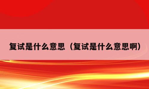 复试是什么意思（复试是什么意思啊）