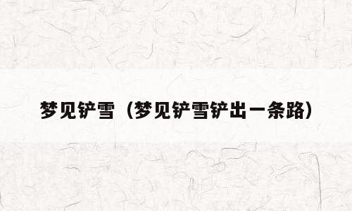 梦见铲雪（梦见铲雪铲出一条路）