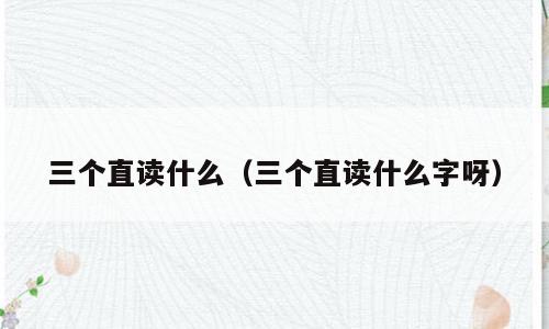 三个直读什么（三个直读什么字呀）