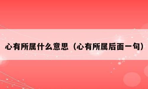 心有所属什么意思（心有所属后面一句）