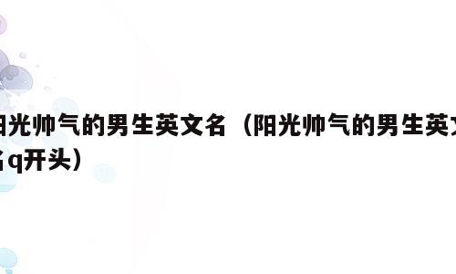 阳光帅气的男生英文名（阳光帅气的男生英文名q开头）