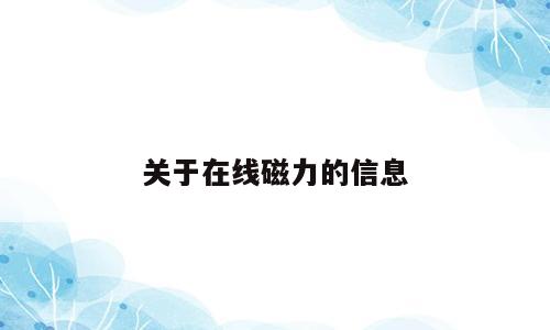 关于在线磁力的信息