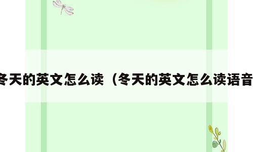 冬天的英文怎么读（冬天的英文怎么读语音）