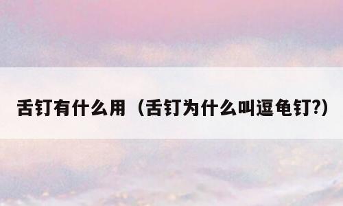 舌钉有什么用（舌钉为什么叫逗龟钉?）