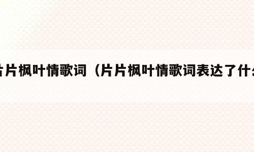 片片枫叶情歌词（片片枫叶情歌词表达了什么）