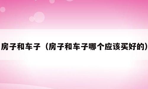 房子和车子（房子和车子哪个应该买好的）