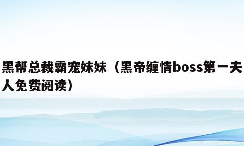黑帮总裁霸宠妹妹（黑帝缠情boss第一夫人免费阅读）