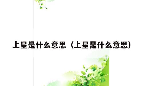 上星是什么意思（上星是什么意思）