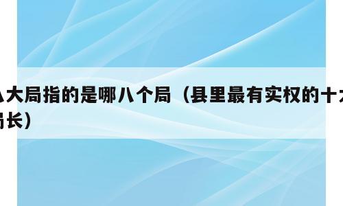 八大局指的是哪八个局（县里最有实权的十大局长）