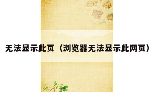 无法显示此页（浏览器无法显示此网页）