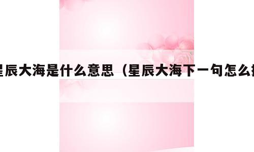 星辰大海是什么意思（星辰大海下一句怎么接）