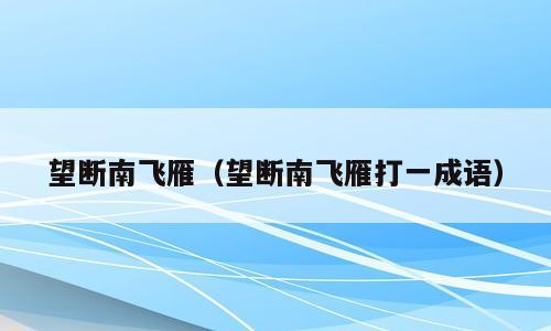 望断南飞雁（望断南飞雁打一成语）