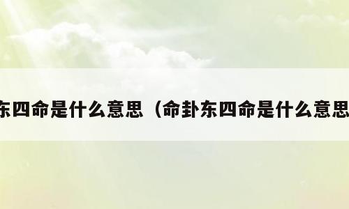 东四命是什么意思（命卦东四命是什么意思）