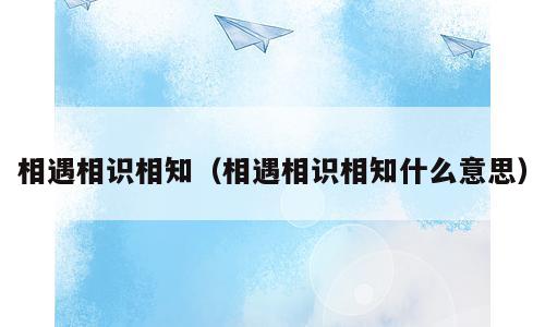 相遇相识相知（相遇相识相知什么意思）