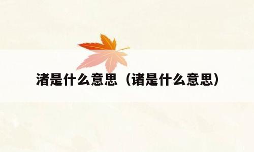 渚是什么意思（诸是什么意思）